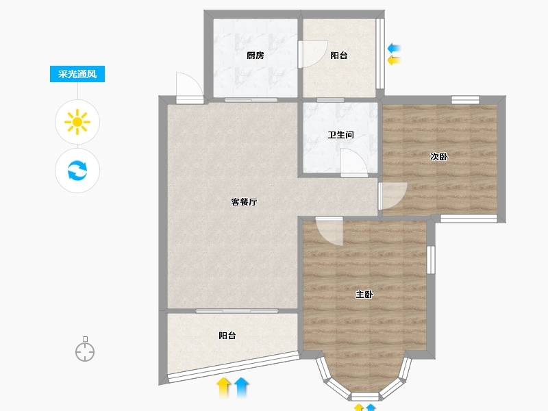 广东省-广州市-祈福新村山泉居-71.27-户型库-采光通风