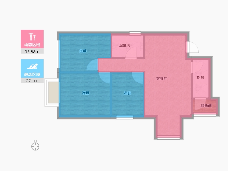 河北省-唐山市-和顺园-54.62-户型库-动静分区