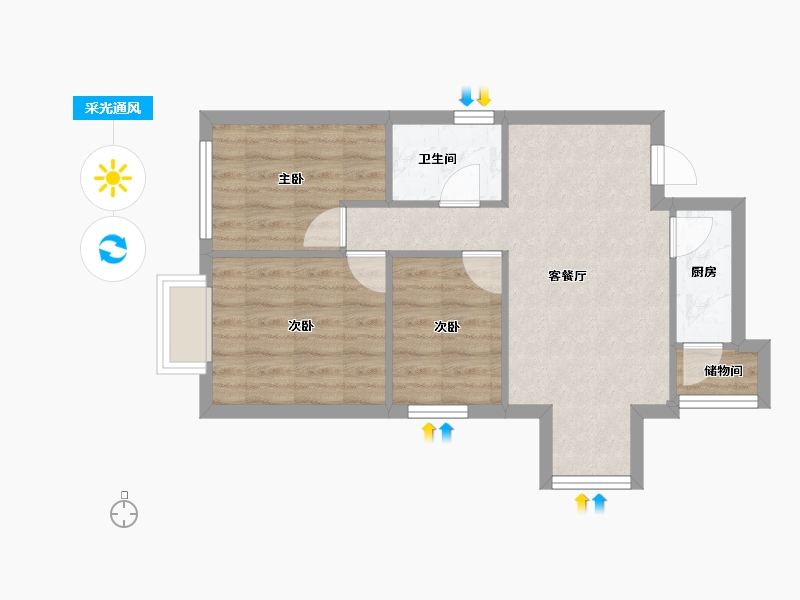 河北省-唐山市-和顺园-54.62-户型库-采光通风