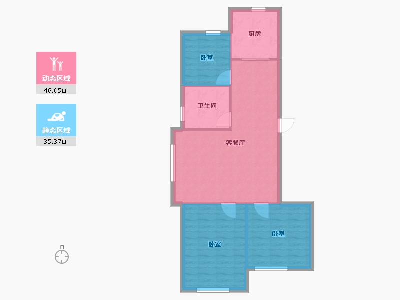 内蒙古自治区-赤峰市-康居家园-74.40-户型库-动静分区