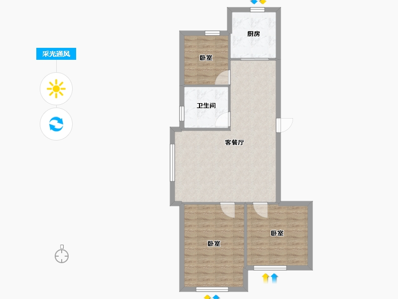 内蒙古自治区-赤峰市-康居家园-74.40-户型库-采光通风