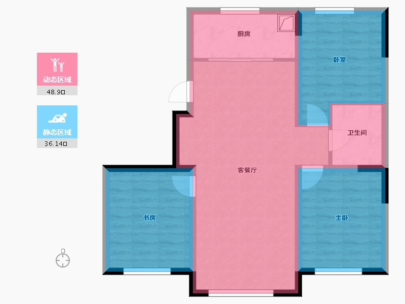 辽宁省-沈阳市-五彩阳光城-76.08-户型库-动静分区