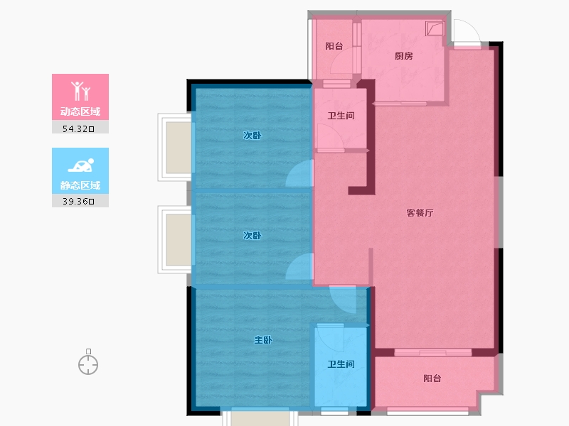 湖南省-益阳市-铜锣湾1号-89.00-户型库-动静分区