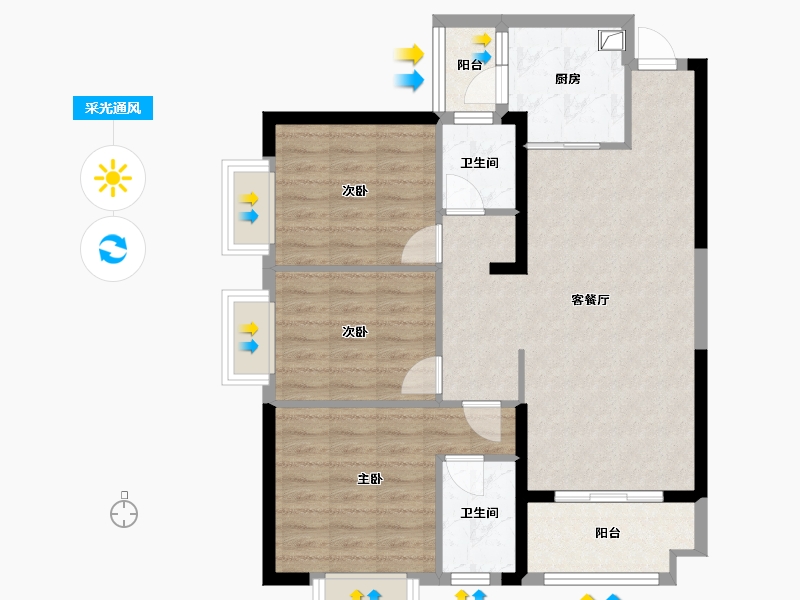 湖南省-益阳市-铜锣湾1号-89.00-户型库-采光通风