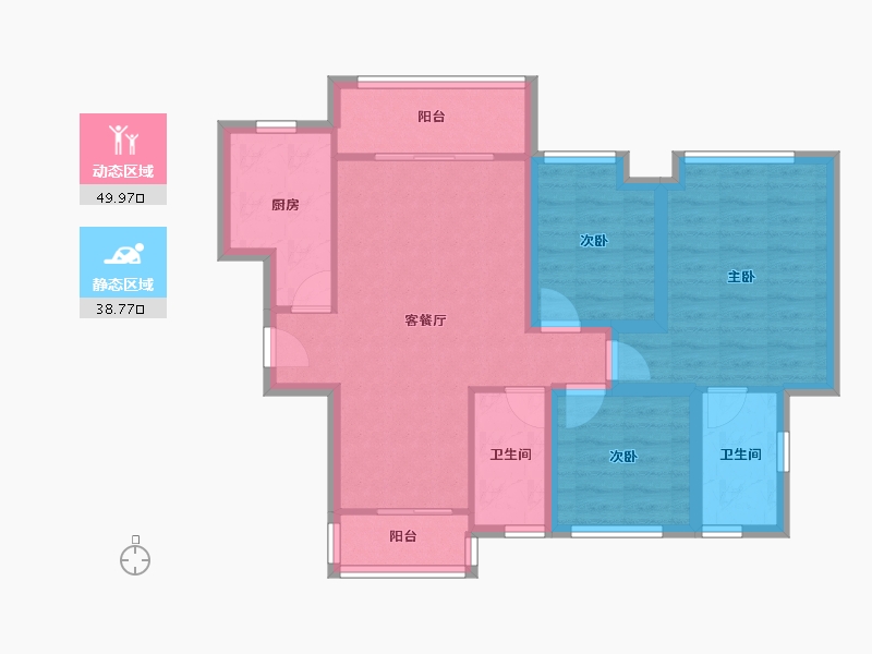 广东省-广州市-保利西海岸汇海花园-78.62-户型库-动静分区