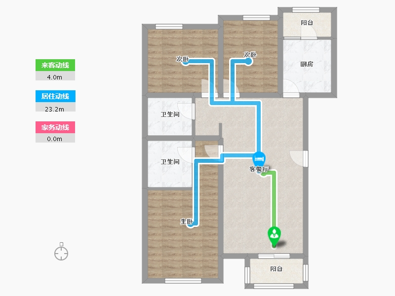 福建省-福州市-福湾新城秋月苑-88.80-户型库-动静线