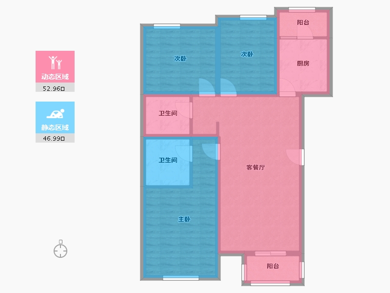 福建省-福州市-福湾新城秋月苑-88.80-户型库-动静分区