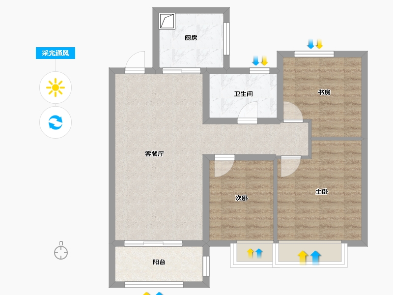 山东省-济南市-中粮祥云-74.00-户型库-采光通风