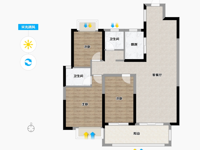 河南省-信阳市-梧桐壹号-96.00-户型库-采光通风