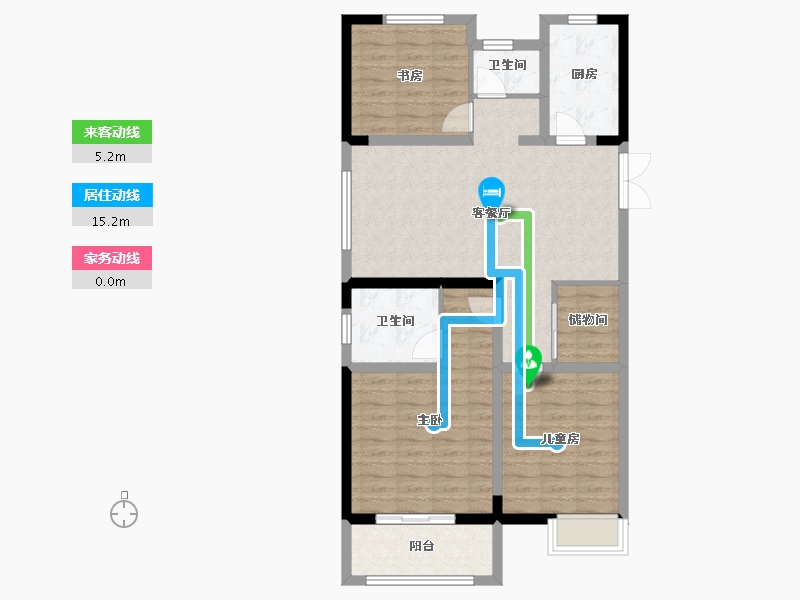 江苏省-淮安市-正中尚品-90.60-户型库-动静线