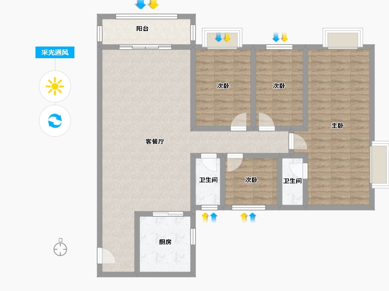 广东省-江门市-碧桂园翡翠湾-120.00-户型库-采光通风