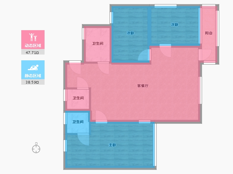 广东省-广州市-新兴白云花园-76.54-户型库-动静分区