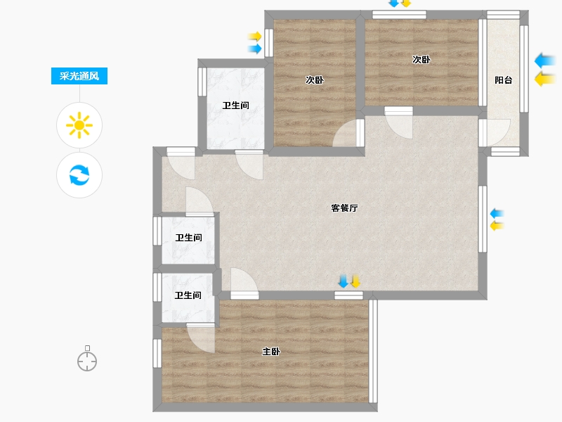 广东省-广州市-新兴白云花园-76.54-户型库-采光通风