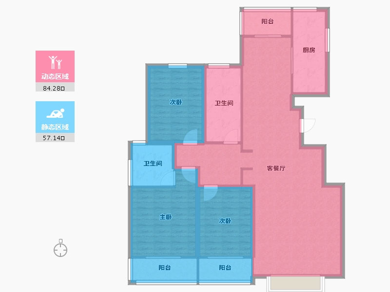 山东省-潍坊市-中天吉祥花园-127.84-户型库-动静分区