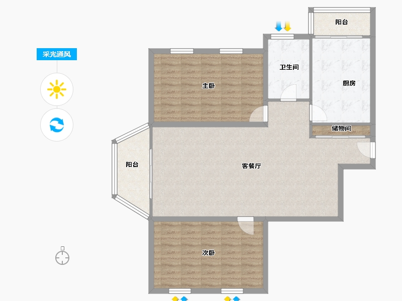 天津-天津市-书香园-106.85-户型库-采光通风