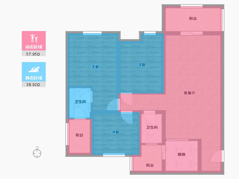 四川省-南充市-仁和逸居-85.40-户型库-动静分区