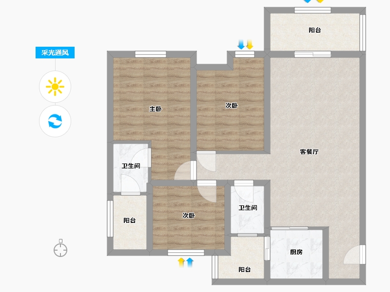 四川省-南充市-仁和逸居-85.40-户型库-采光通风