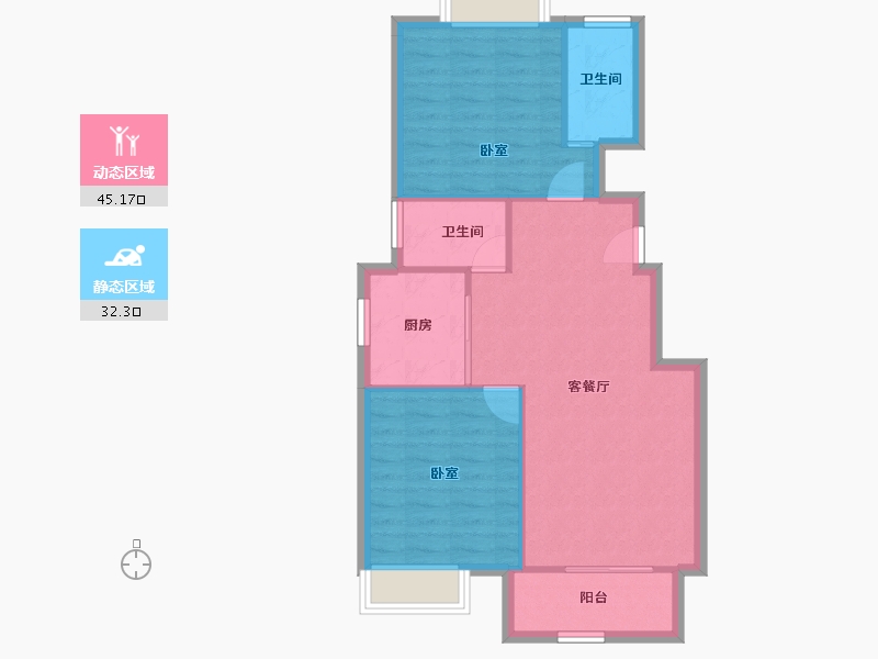 广东省-惠州市-卓越东部蔚蓝海岸-70.55-户型库-动静分区