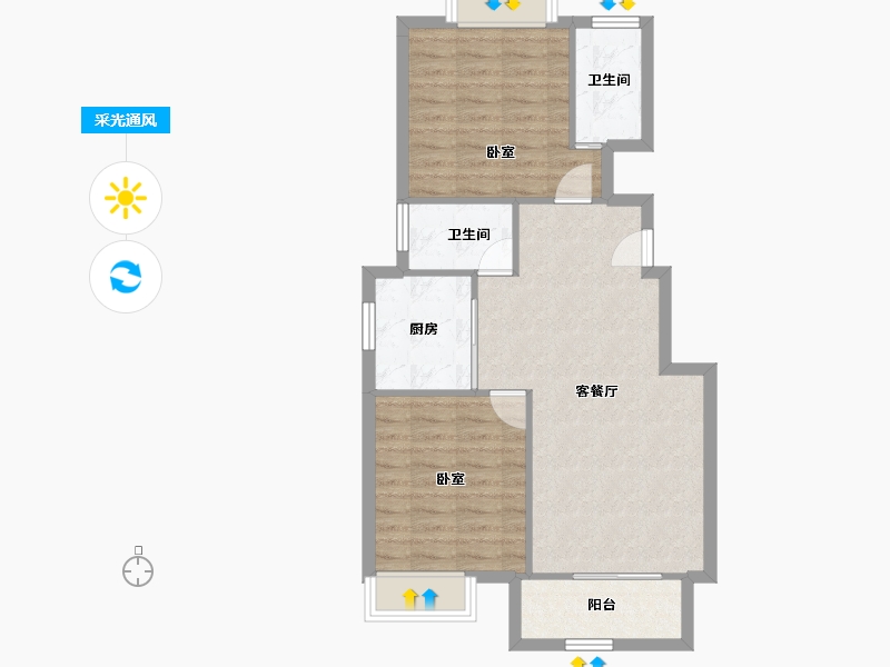 广东省-惠州市-卓越东部蔚蓝海岸-70.55-户型库-采光通风