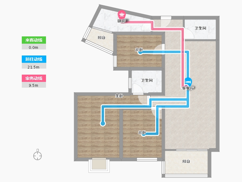 天津-天津市-华厦富裕广场-88.63-户型库-动静线