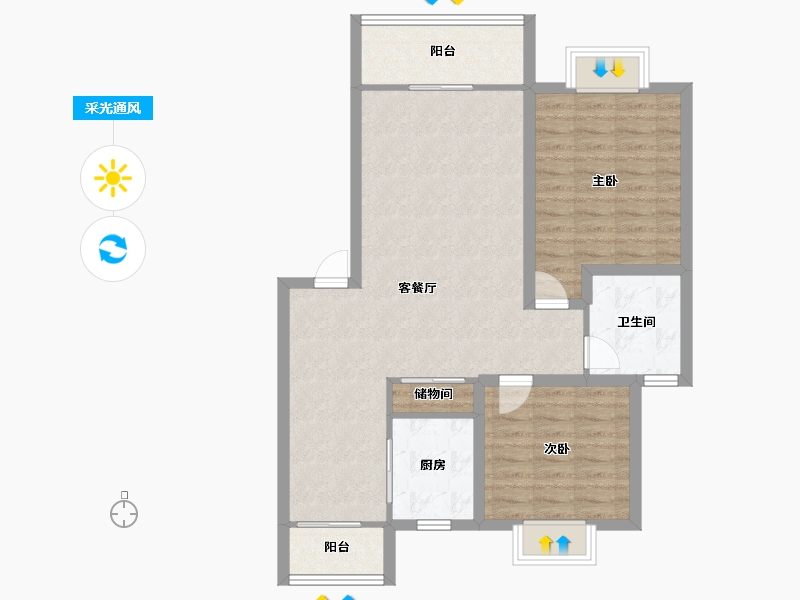 上海-上海市-景舒苑-86.11-户型库-采光通风