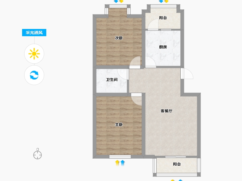 天津-天津市-第六大道大洋嘉园-68.59-户型库-采光通风