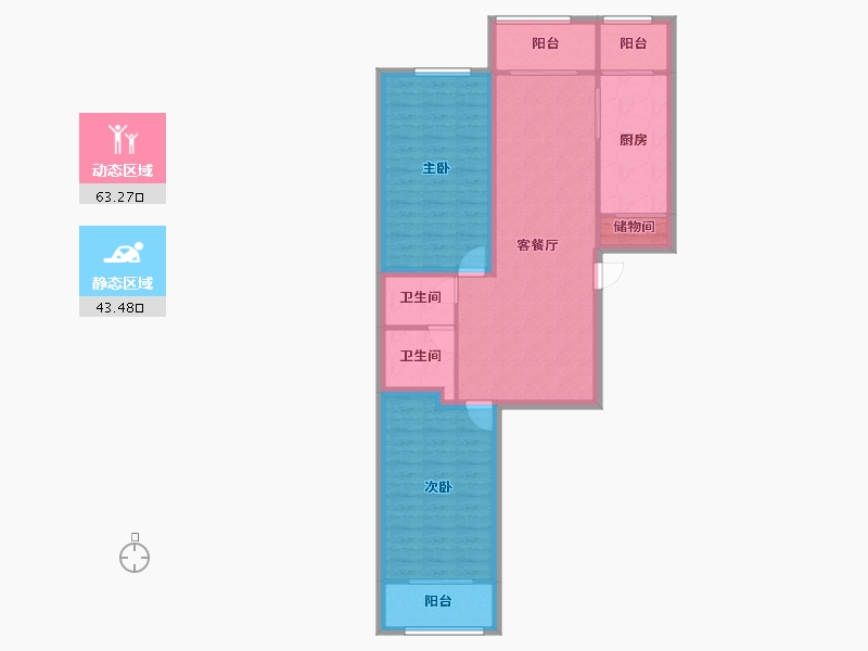 天津-天津市-书香园-96.44-户型库-动静分区