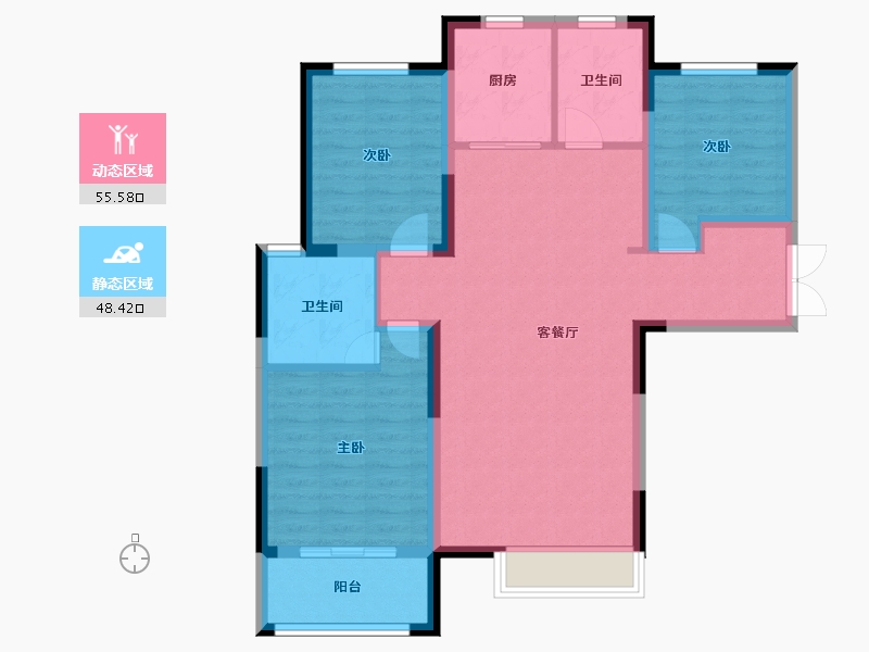 河北省-邢台市-北湖青城-110.00-户型库-动静分区