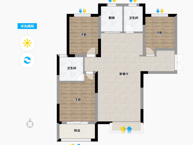 河北省-邢台市-北湖青城-110.00-户型库-采光通风