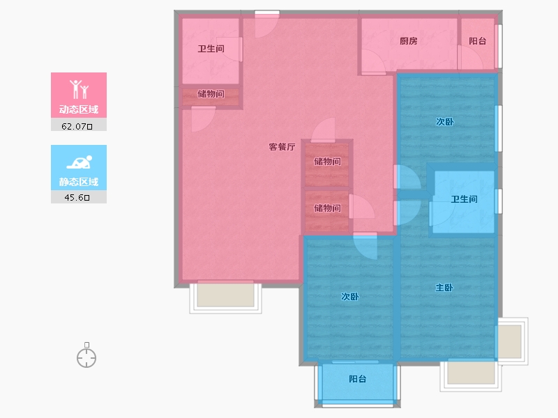 天津-天津市-通达尚城-95.97-户型库-动静分区