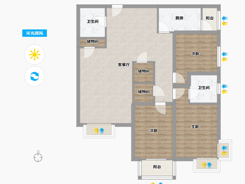 天津-天津市-通达尚城-95.97-户型库-采光通风