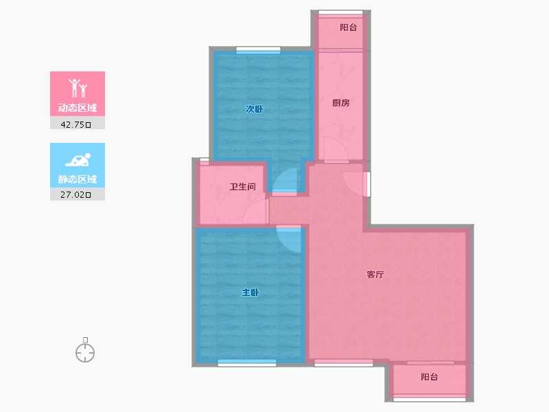 天津-天津市-瞰景园-61.47-户型库-动静分区