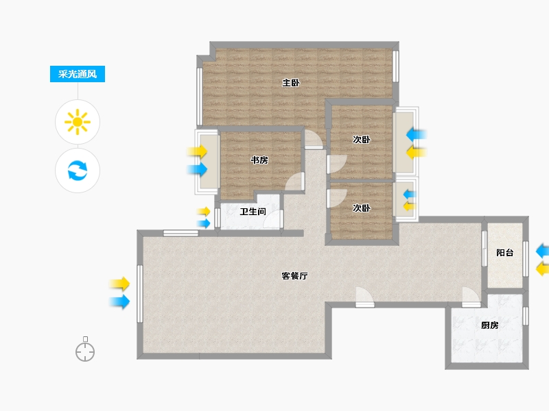 广东省-惠州市-汇珑湾-104.00-户型库-采光通风