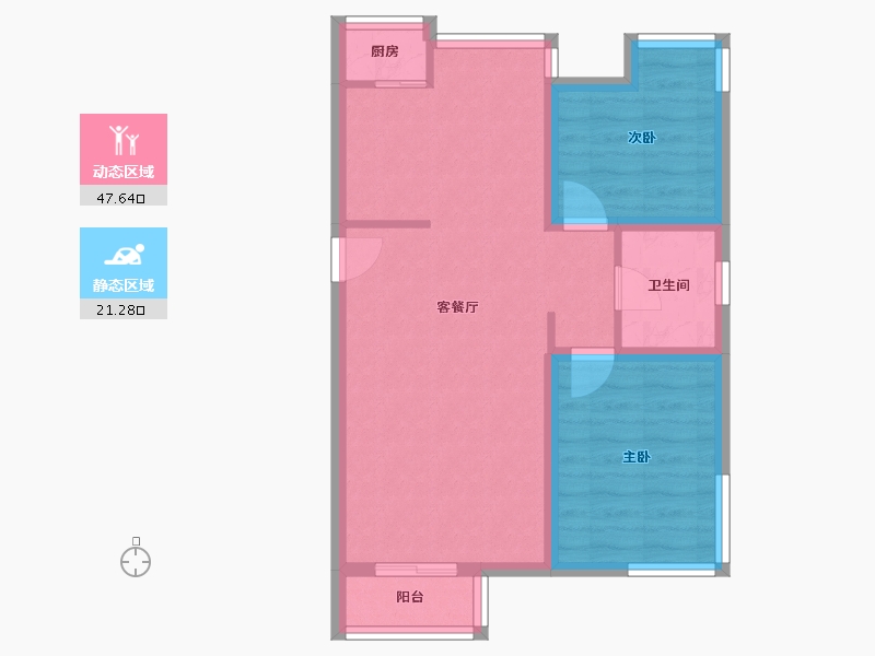 天津-天津市-瞰景园-61.38-户型库-动静分区