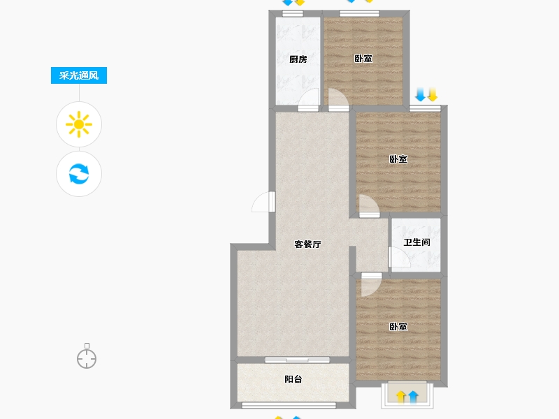 河北省-沧州市-御景嘉园-88.80-户型库-采光通风