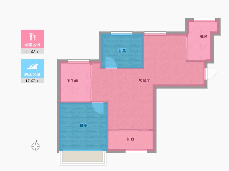 内蒙古自治区-呼和浩特市-云洲熙府-56.38-户型库-动静分区