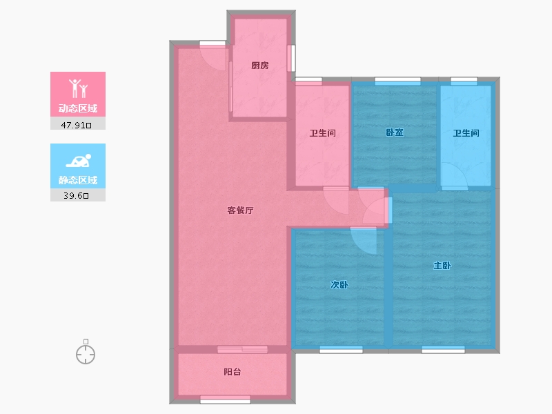 河南省-郑州市-融创城融华园-88.24-户型库-动静分区