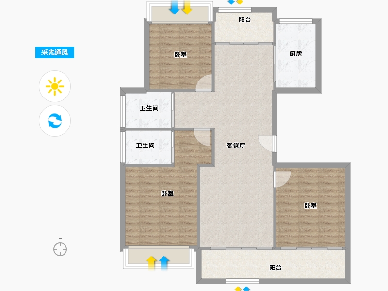 安徽省-马鞍山市-中丞国宾府-100.48-户型库-采光通风