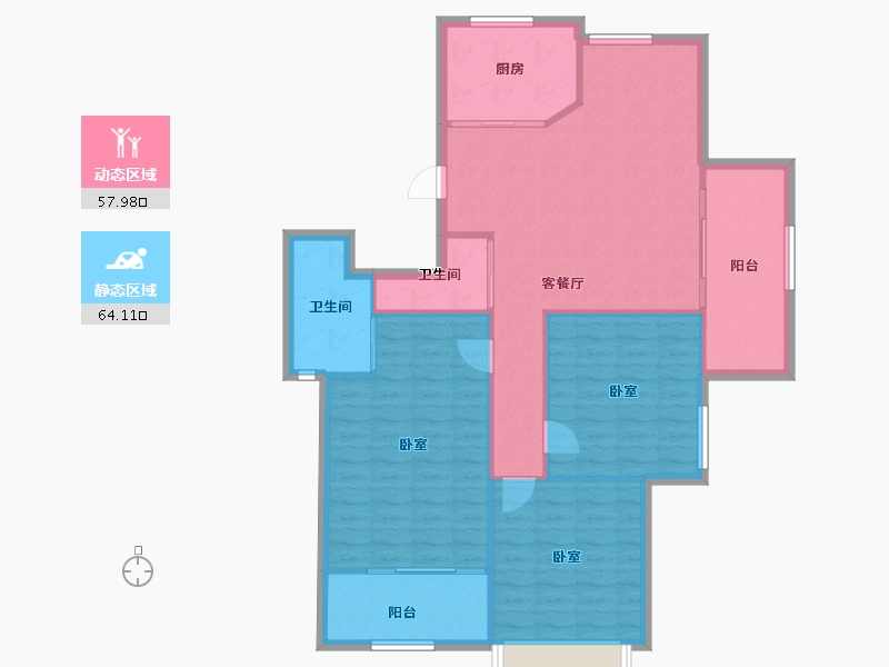 浙江省-宁波市-白金湾-112.48-户型库-动静分区