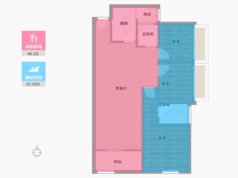 广东省-惠州市-金沙世纪城-70.86-户型库-动静分区