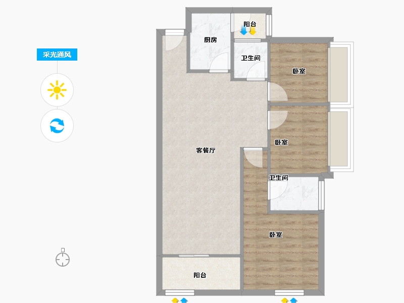 广东省-惠州市-金沙世纪城-70.86-户型库-采光通风