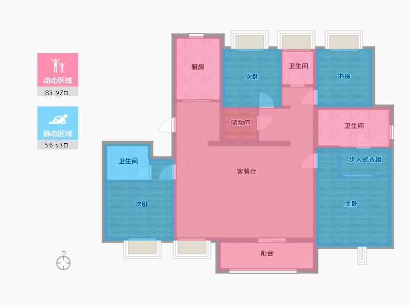 上海-上海市-汇成南街里-137.60-户型库-动静分区