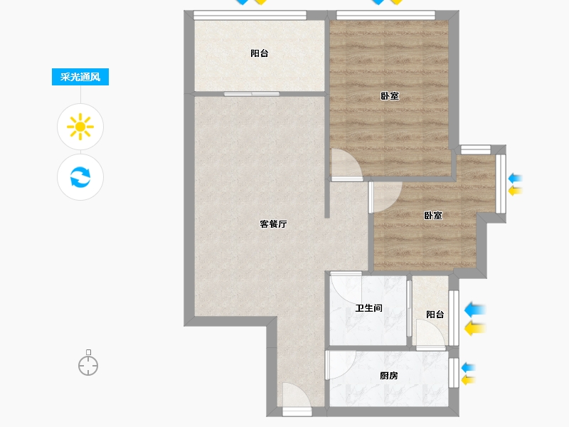 广东省-深圳市-碧水龙庭-57.83-户型库-采光通风