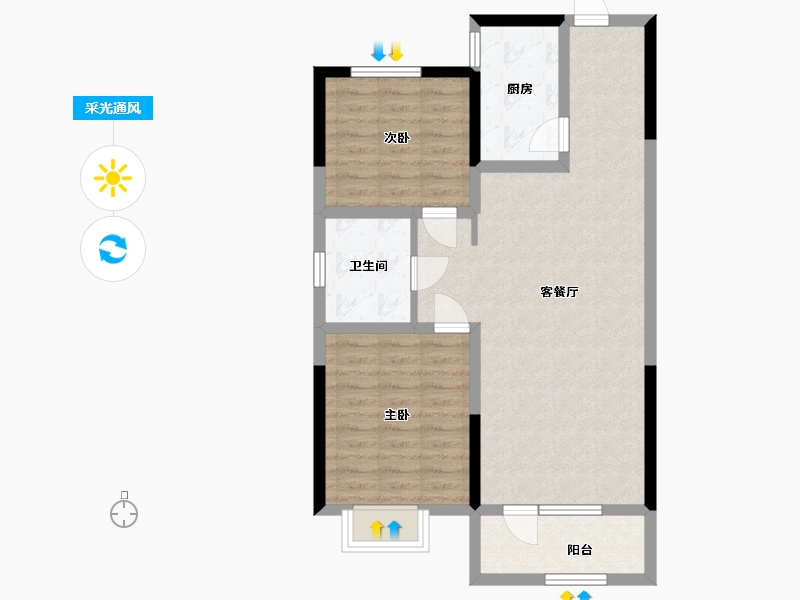 山东省-青岛市-泰山华府-76.80-户型库-采光通风