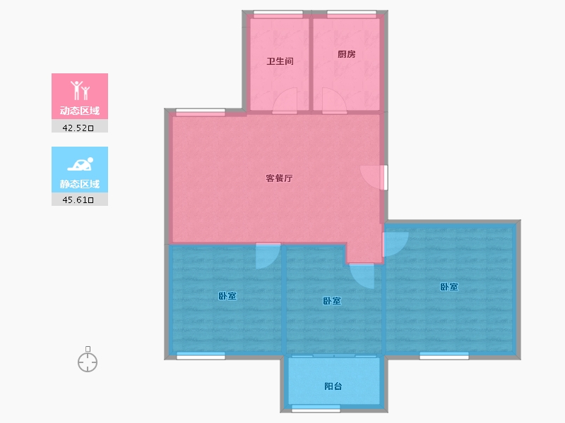 浙江省-宁波市-望童北苑-80.67-户型库-动静分区