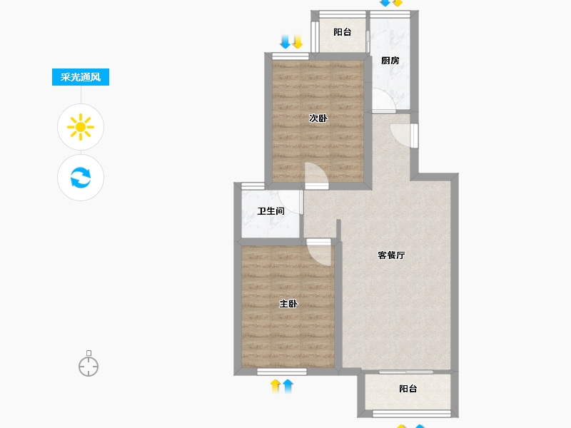 天津-天津市-瞰景园-62.22-户型库-采光通风