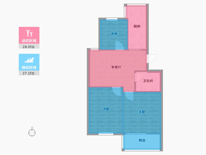 安徽省-合肥市-安徽省经贸委迪迈达小区-72.00-户型库-动静分区