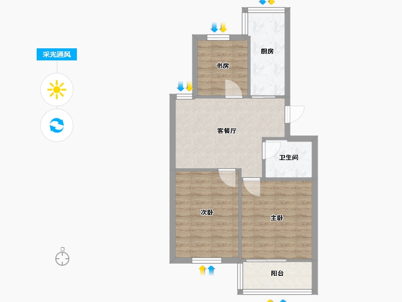 安徽省-合肥市-安徽省经贸委迪迈达小区-72.00-户型库-采光通风