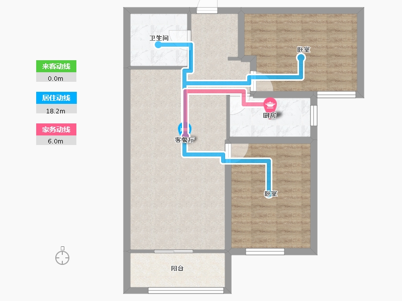 重庆-重庆市-福地华园（双桥）-70.45-户型库-动静线