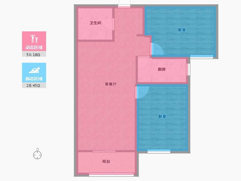 重庆-重庆市-福地华园（双桥）-70.45-户型库-动静分区